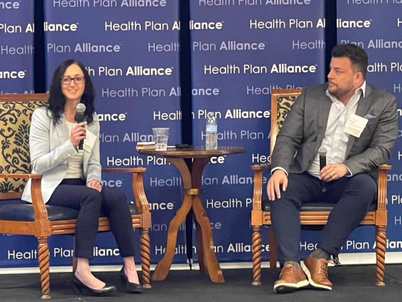 Tanya Little moderating a panel at a Health Plan Alliance event